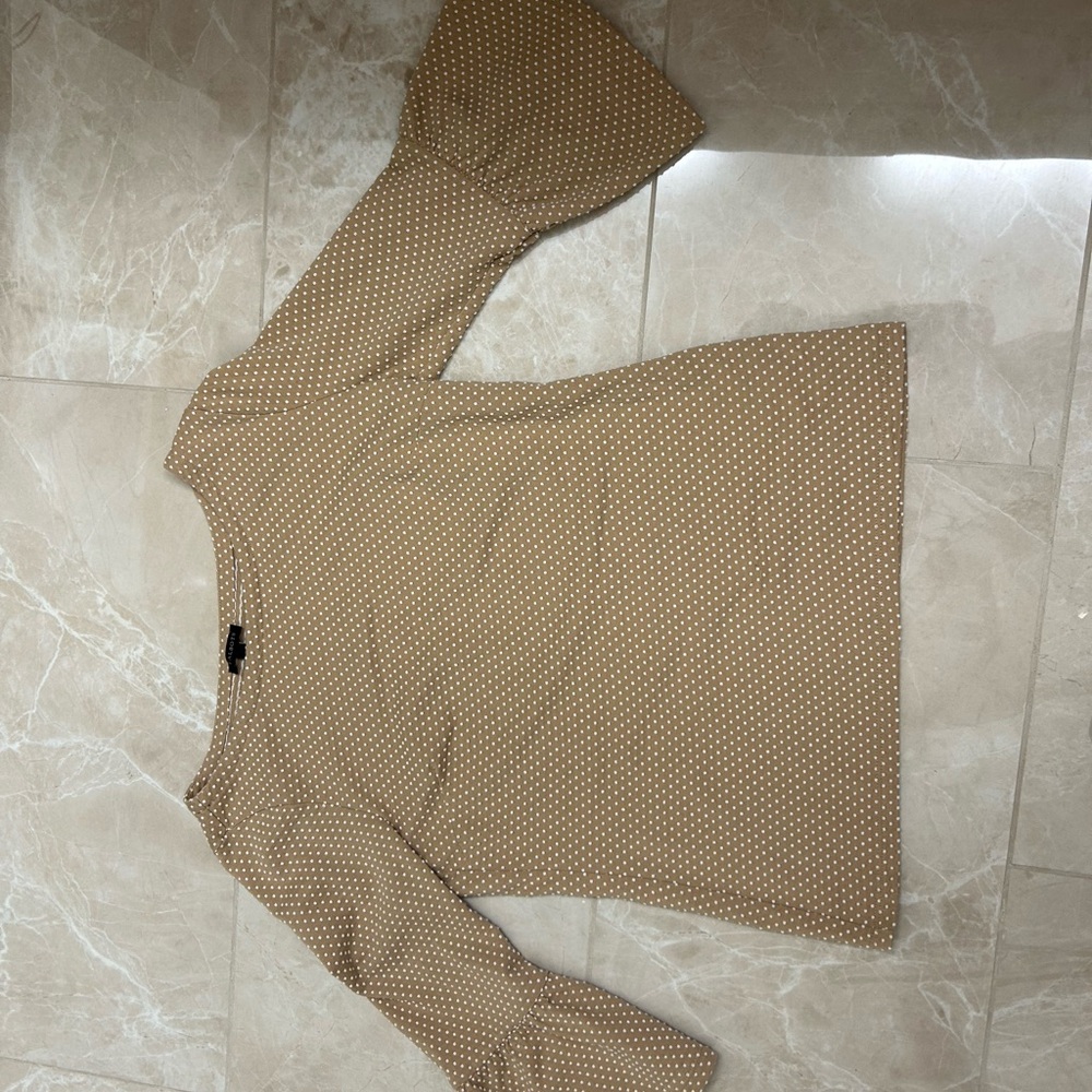 Talbots Tan and White Polka Dot Top with Bell sleeves. Very pretty.